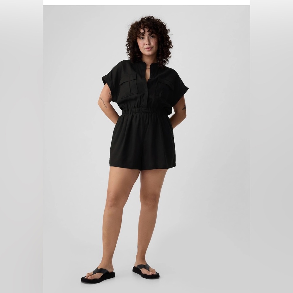 Gap Linen Blend Utility Romper Size Small